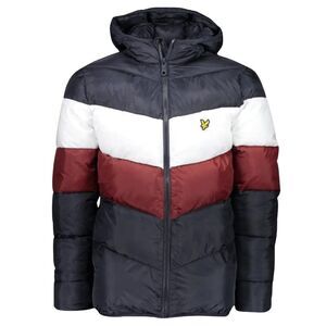 Lyle & Scott Mens Colour Block Puffer Jacket / Navy Blue/White/Red